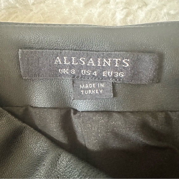All Saints Axel Faux Leather Zip Front Skirt Black Classic Edge Size 8 - Picture 9 of 12